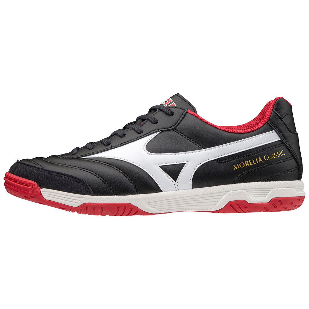 Chuteiras Mizuno Morelia Sala Classic IN - Homem - Pretas/Branco/Vermelhas - LSYVB5386